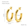 1 Pair Elegant Glam Shiny C Shape Plating Inlay Stainless Steel Pearl Zircon 18k Gold Plated Ear Studs