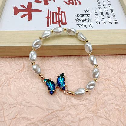 Sweet Butterfly Artificial Pearl Inlay Artificial Crystal Women's Bracelets