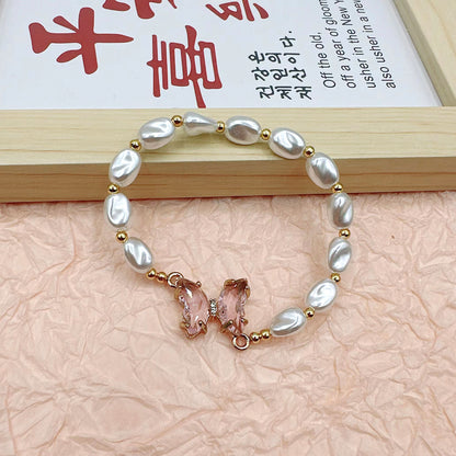 Sweet Butterfly Artificial Pearl Inlay Artificial Crystal Women's Bracelets