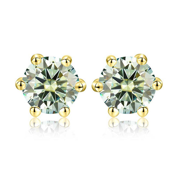 Shiny Geometric Sterling Silver Gra Inlay Moissanite Ear Studs