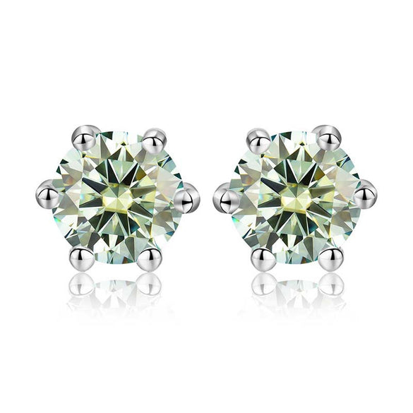 Shiny Geometric Sterling Silver Gra Inlay Moissanite Ear Studs