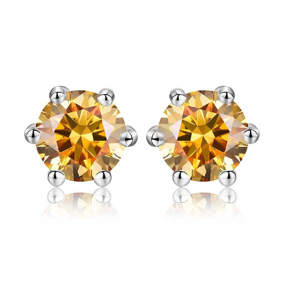 Shiny Geometric Sterling Silver Gra Inlay Moissanite Ear Studs