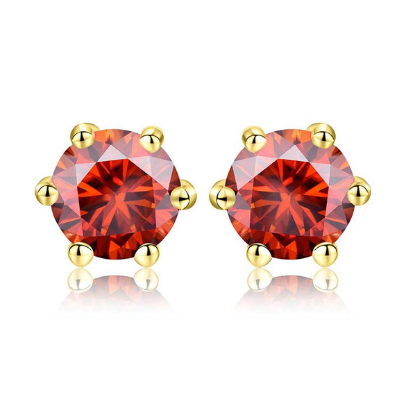 Shiny Geometric Sterling Silver Gra Inlay Moissanite Ear Studs