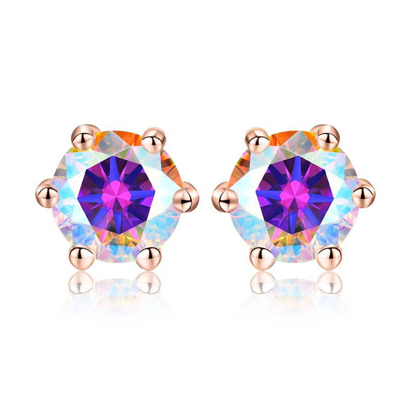 Shiny Geometric Sterling Silver Gra Inlay Moissanite Ear Studs