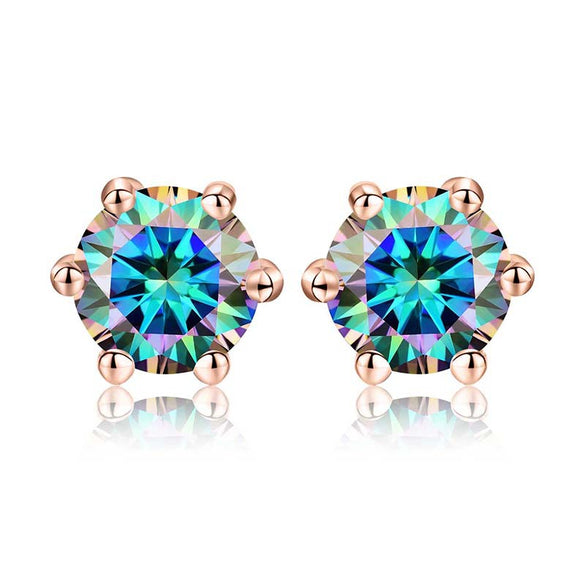 Shiny Geometric Sterling Silver Gra Inlay Moissanite Ear Studs