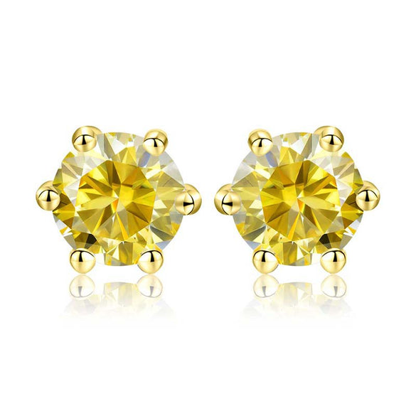 Shiny Geometric Sterling Silver Gra Inlay Moissanite Ear Studs