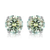 Shiny Geometric Sterling Silver Gra Inlay Moissanite Ear Studs