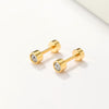 1 Pair Casual Simple Style Round Plating Inlay Stainless Steel Zircon 18k Gold Plated Ear Studs