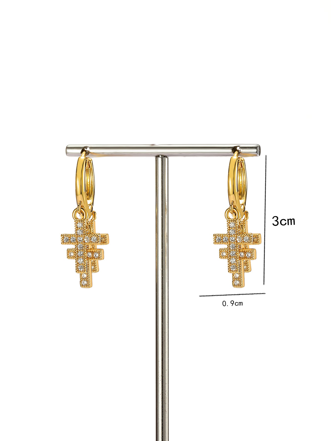 1 Pair Cool Style Cross Plating Inlay Copper Zircon 18k Gold Plated Drop Earrings