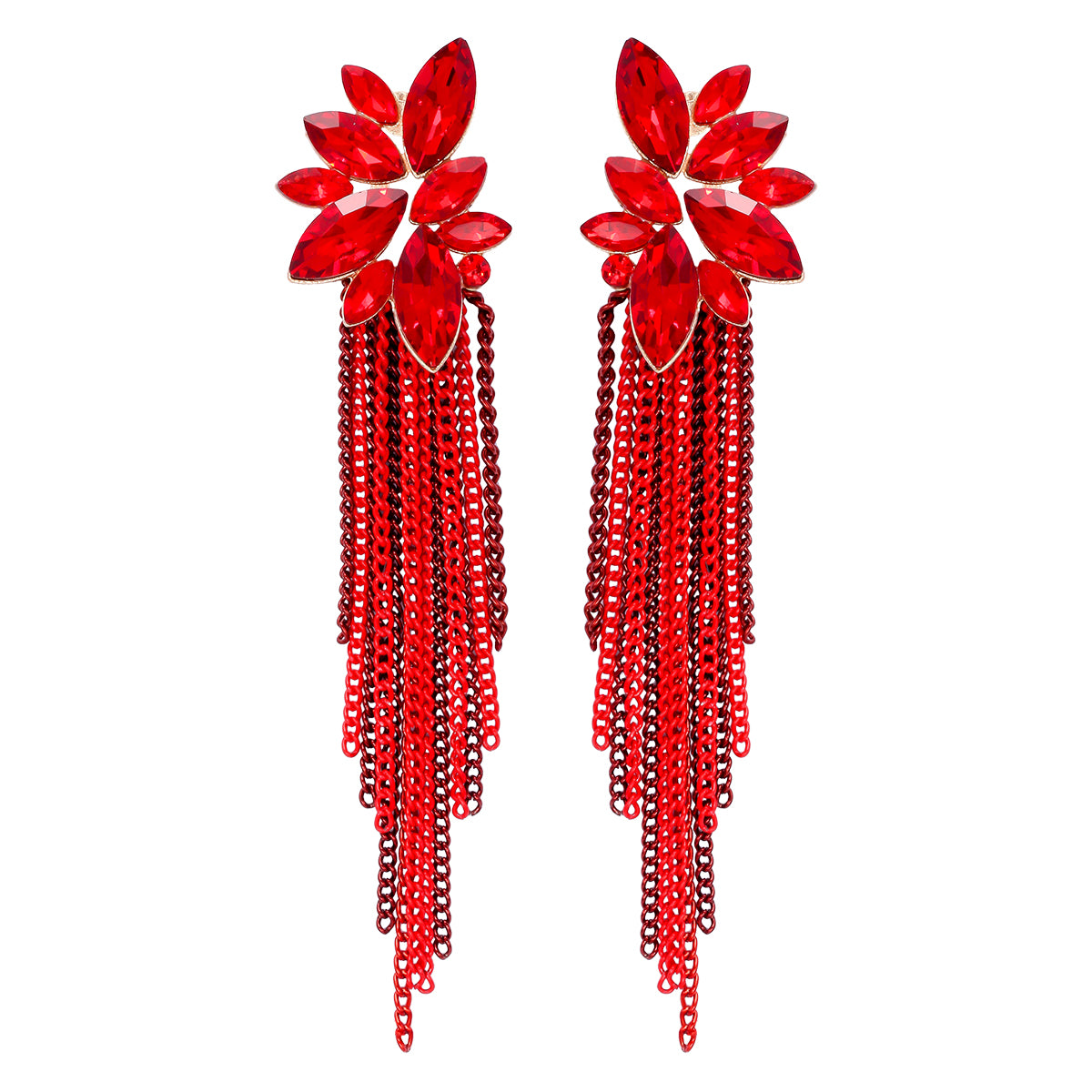 Glam Tassel Alloy Inlay Glass Stone Women's Drop Earrings