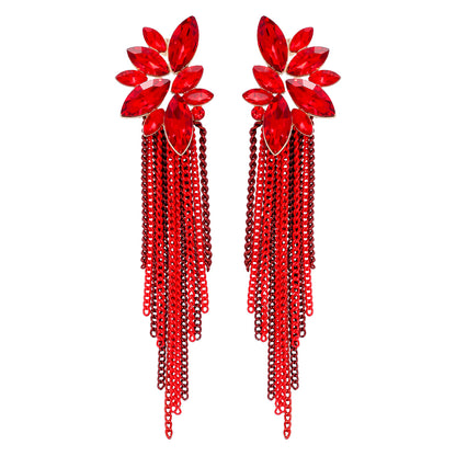 Glam Tassel Alloy Inlay Glass Stone Women's Drop Earrings