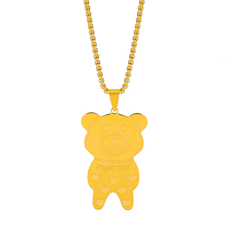 Simple Style Commute Bear Copper Plating Inlay Crystal Rhinestones Zircon 18k Gold Plated Gold Plated Silver Plated Pendant Necklace