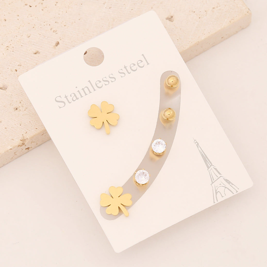 1 Set Preppy Style Simple Style Commute Star Patchwork Stainless Steel Ear Studs