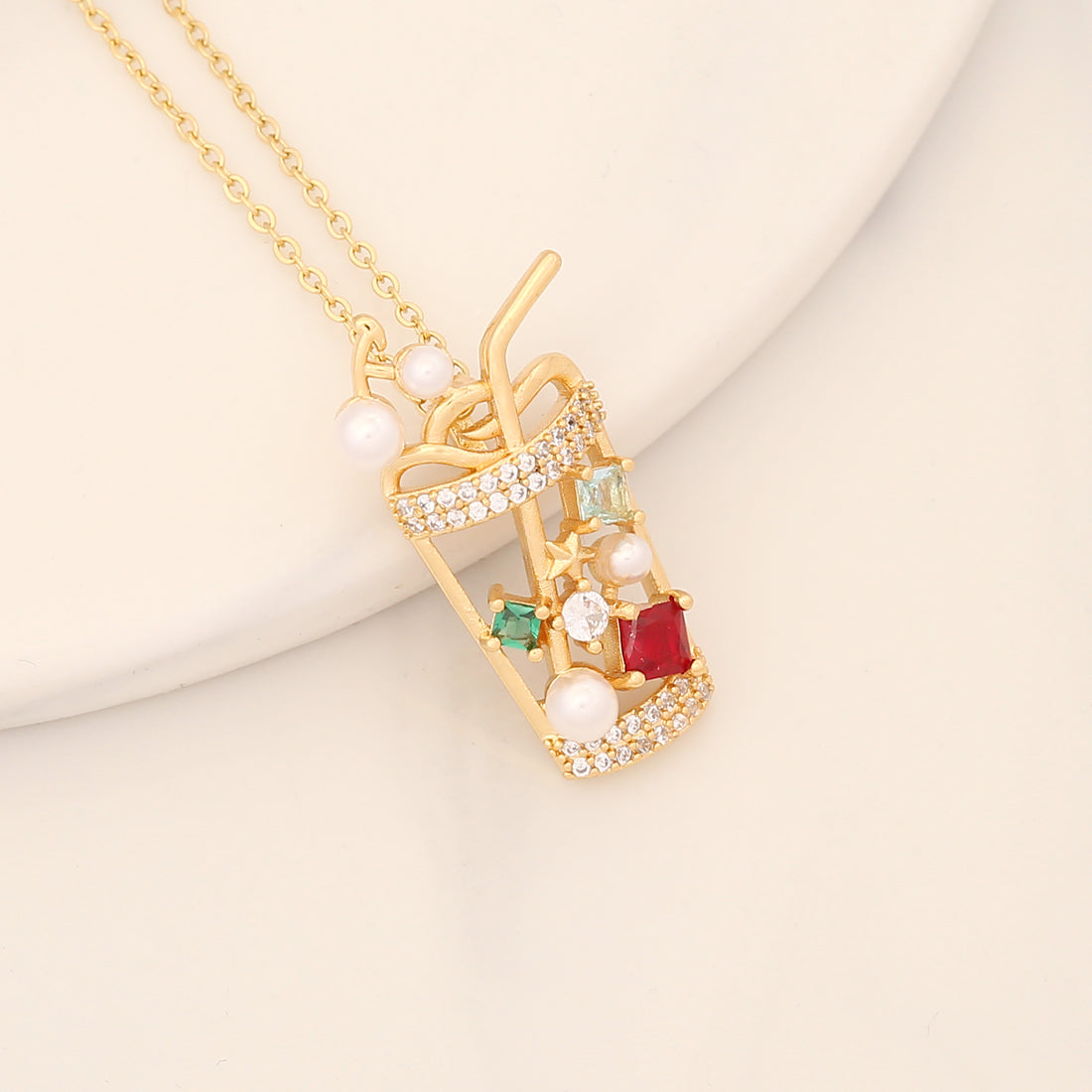 Romantic Sweet Commute Heart Shape Flower Copper Plating Inlay Zircon Pendant Necklace