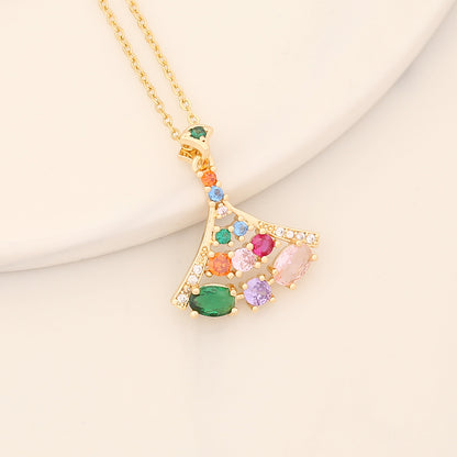 Romantic Sweet Commute Heart Shape Flower Copper Plating Inlay Zircon Pendant Necklace