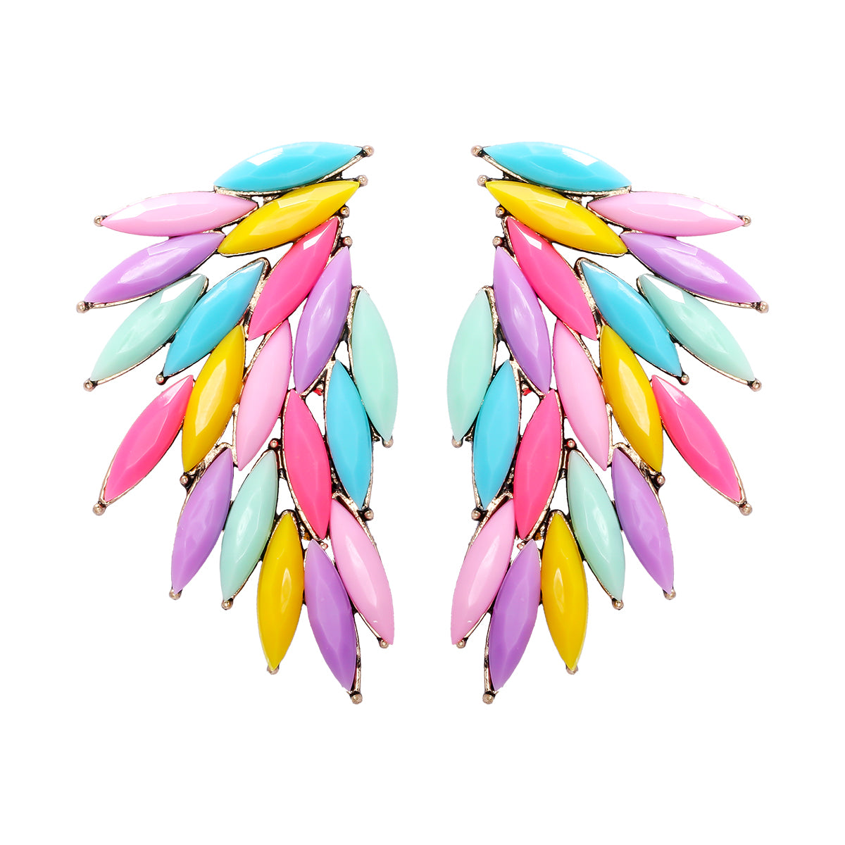 Elegant Luxurious Feather Wings Alloy Inlay Glass Stone Women's Ear Studs