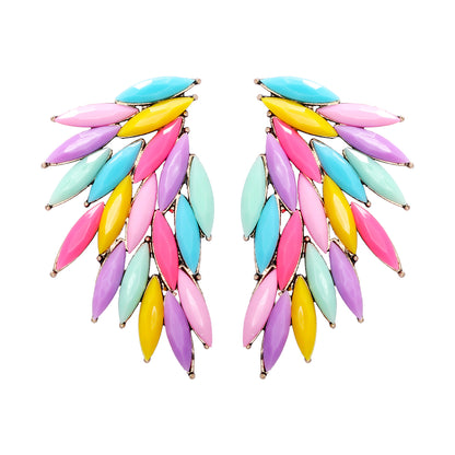 Elegant Luxurious Feather Wings Alloy Inlay Glass Stone Women's Ear Studs