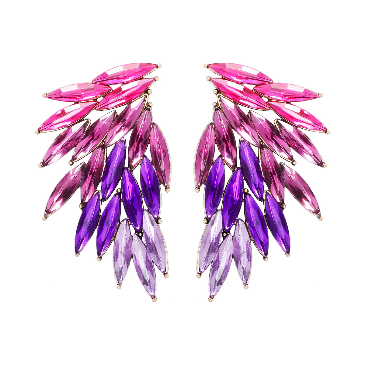 Elegant Luxurious Feather Wings Alloy Inlay Glass Stone Women's Ear Studs