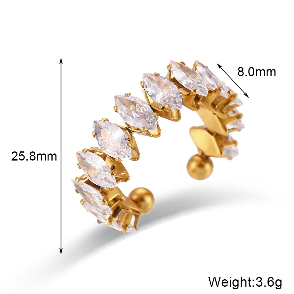 Wholesale Simple Style Classic Style Water Droplets Stainless Steel Plating Inlay 18k Gold Plated Zircon Rings Bracelets