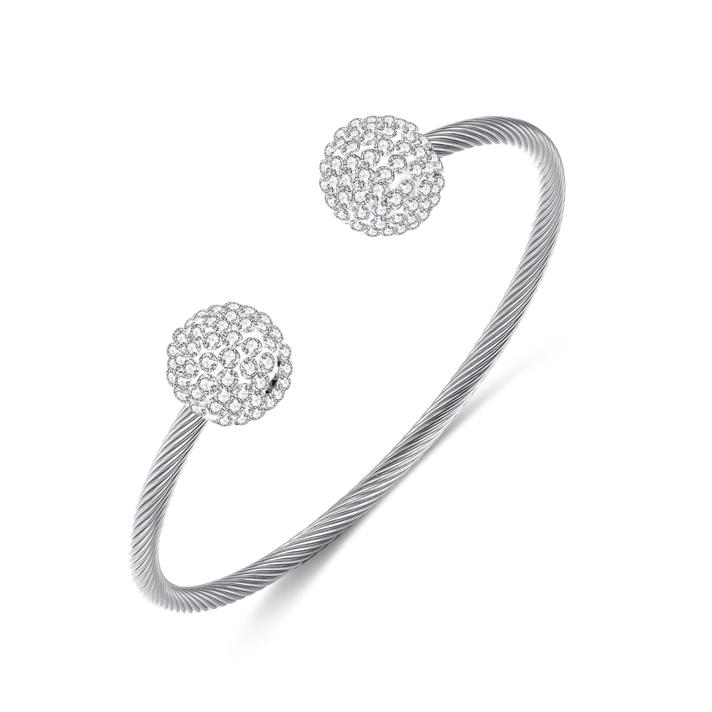 Simple Style Round Stainless Steel Inlay Zircon Bangle