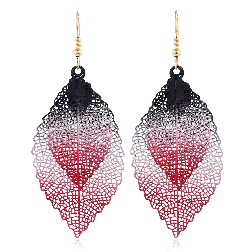 Casual Retro Leaves Metal Plating Hollow Out Women's Drop Earrings