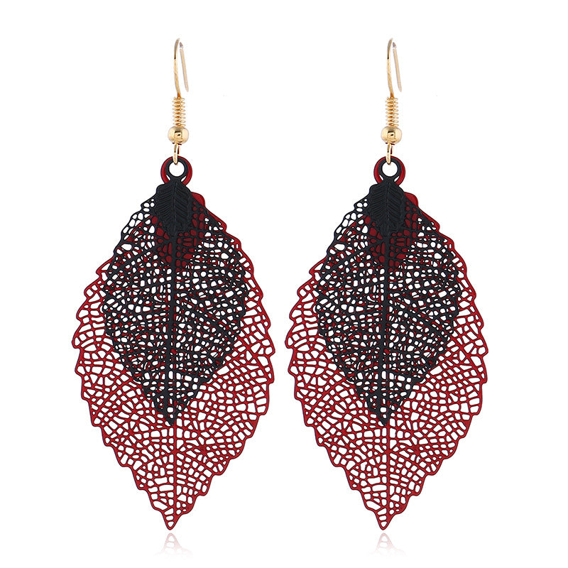 Casual Retro Leaves Metal Plating Hollow Out Women's Drop Earrings