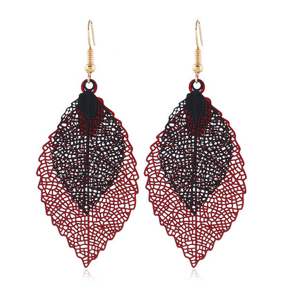 Casual Retro Leaves Metal Plating Hollow Out Women's Drop Earrings