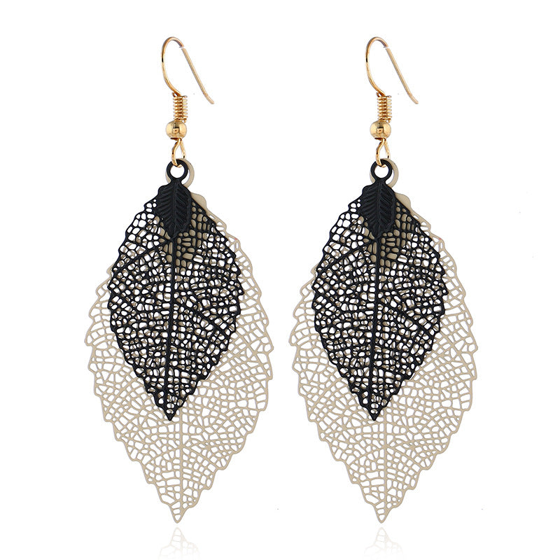 Casual Retro Leaves Metal Plating Hollow Out Women's Drop Earrings