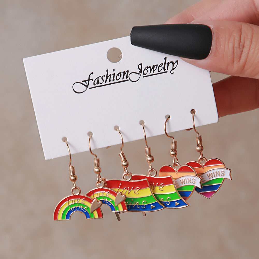 Streetwear Letter Rainbow Alloy Enamel Plating Women's Ear Hook