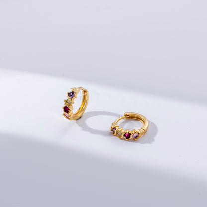 1 Pair Elegant Simple Style Round Plating Inlay Copper Zircon 18k Gold Plated Hoop Earrings