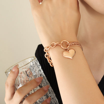 Casual Sweet Heart Shape Titanium Steel Plating 18k Gold Plated Bracelets