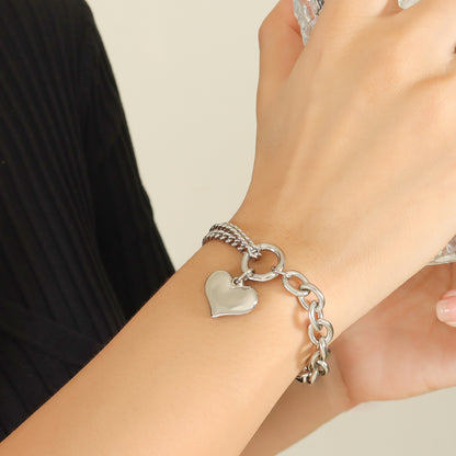 Casual Sweet Heart Shape Titanium Steel Plating 18k Gold Plated Bracelets