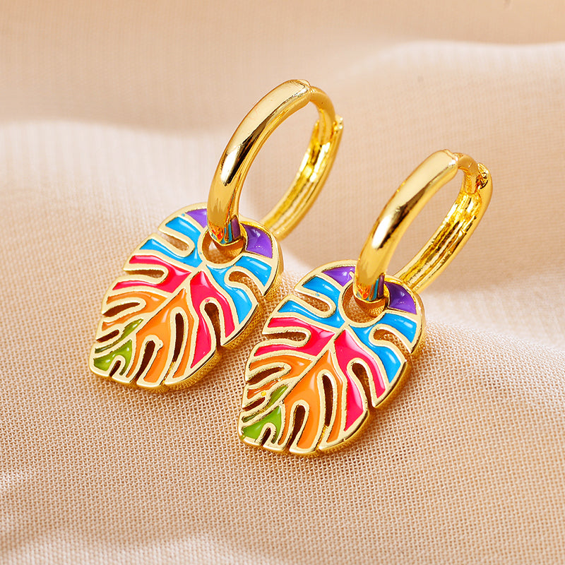 1 Pair Lady Tree Plating Copper Gold Plated Earrings