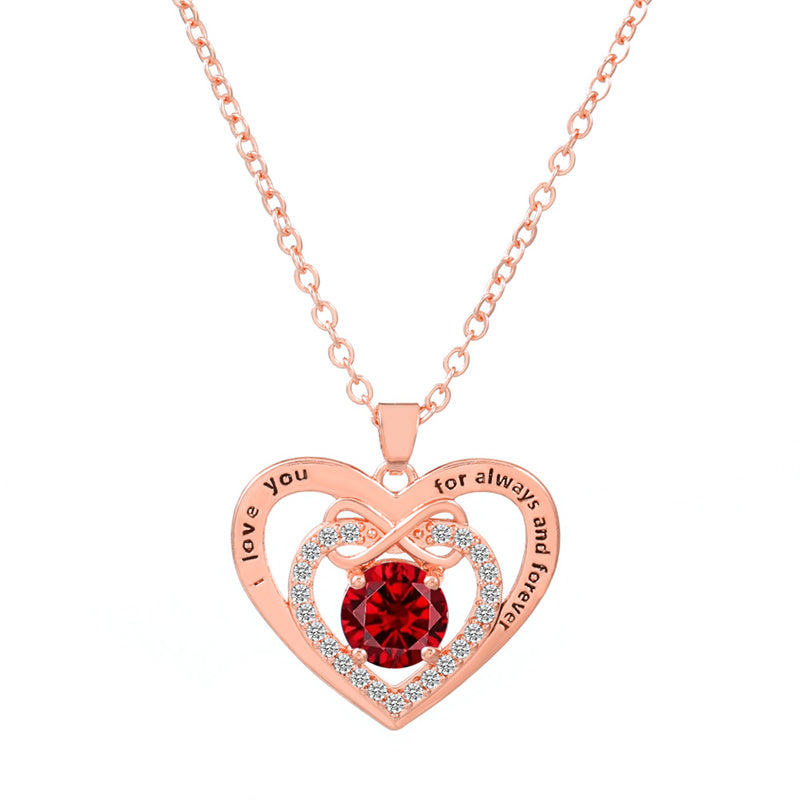 Glam Heart Shape Titanium Steel Copper Hollow Out Crystal Zircon 18k Gold Plated Silver Plated Pendant Necklace