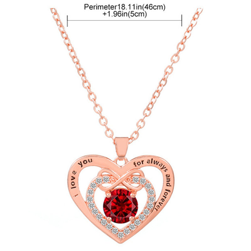 Glam Heart Shape Titanium Steel Copper Hollow Out Crystal Zircon 18k Gold Plated Silver Plated Pendant Necklace