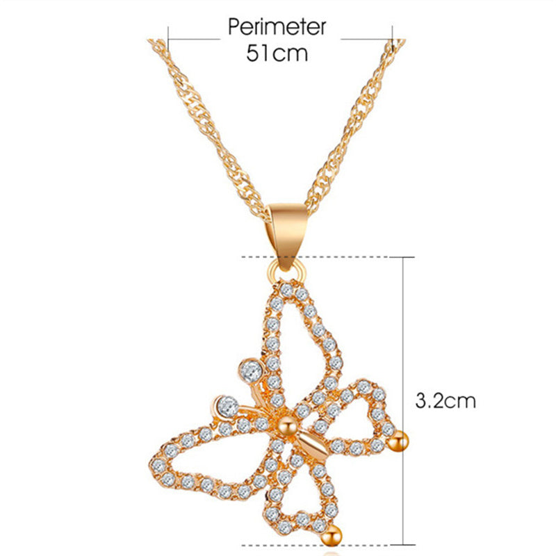 Glam Heart Shape Titanium Steel Copper Hollow Out Crystal Zircon 18k Gold Plated Silver Plated Pendant Necklace