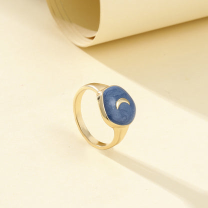 Retro Star Moon Alloy Enamel Plating Women's Rings