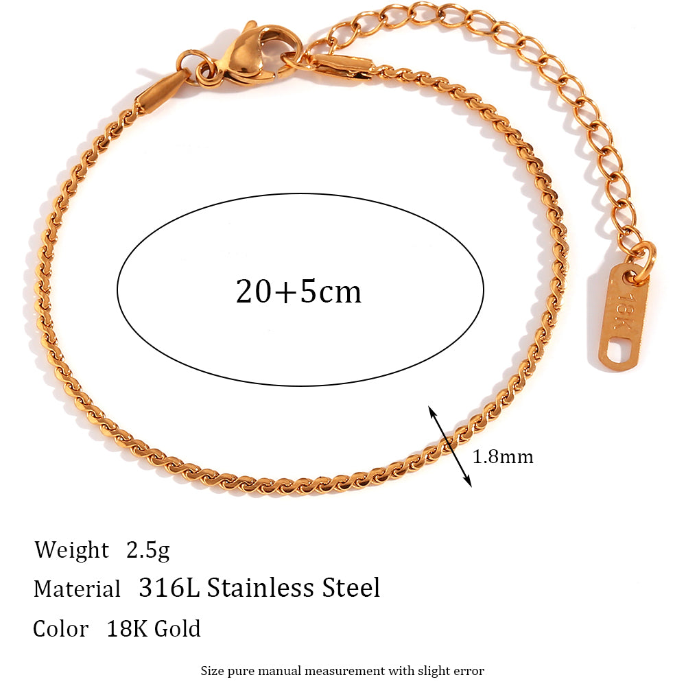 Simple Style Classic Style Solid Color 18k Gold Plated Stainless Steel Wholesale Anklet