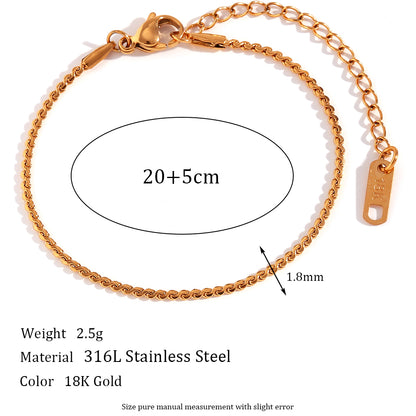 Simple Style Classic Style Solid Color 18k Gold Plated Stainless Steel Wholesale Anklet