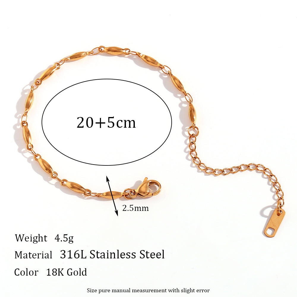 Simple Style Classic Style Solid Color 18k Gold Plated Stainless Steel Wholesale Anklet