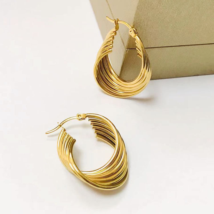 1 Pair Lady Geometric Plating Stainless Steel 18k Gold Plated Earrings