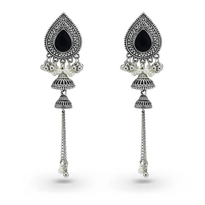 Ethnic Style Classic Style Water Droplets Tassel Imitation Pearl Alloy Inlay Artificial Gemstones Women's Drop Earrings