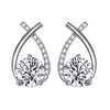 Elegant Classic Style Geometric Sterling Silver Gra Inlay Moissanite Ear Studs