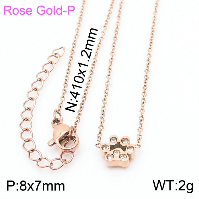 Simple Style Korean Style Animal Paw Print Titanium Steel Plating Bracelets Earrings Necklace