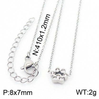 Simple Style Korean Style Animal Paw Print Titanium Steel Plating Bracelets Earrings Necklace