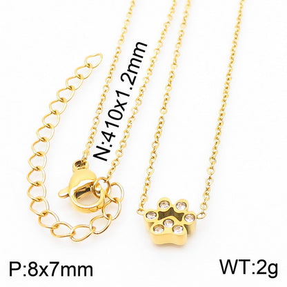 Simple Style Korean Style Animal Paw Print Titanium Steel Plating Bracelets Earrings Necklace