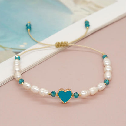 Simple Style Commute Flower Glass Copper Wholesale Bracelets