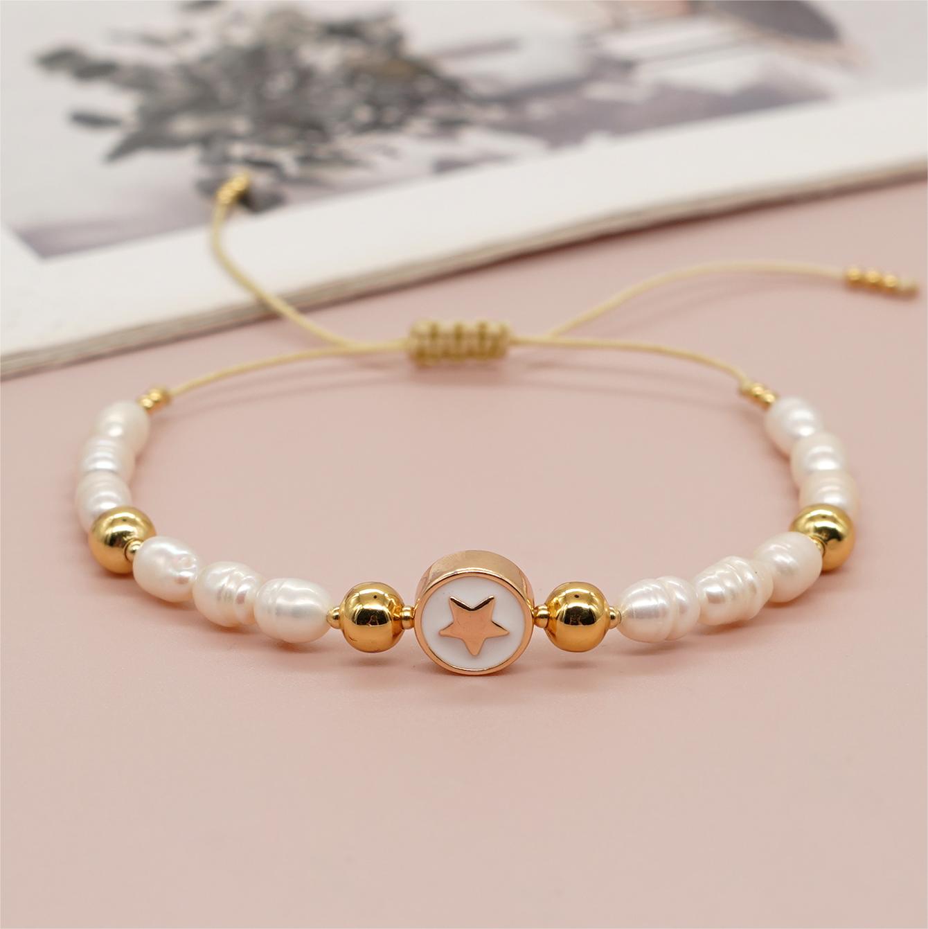 Simple Style Commute Flower Glass Copper Wholesale Bracelets