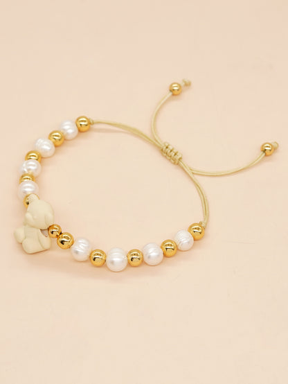 Simple Style Commute Flower Glass Copper Wholesale Bracelets