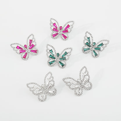 Elegant Glam Sweet Butterfly Alloy Inlay Rhinestones Women's Ear Studs